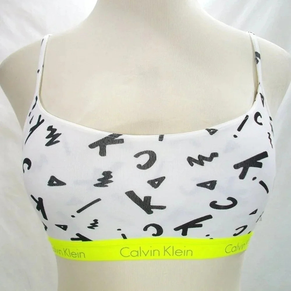 XS X-SMALL Calvin Klein QF1536 CK One Cotton Bralette Black White Yellow NWT‎